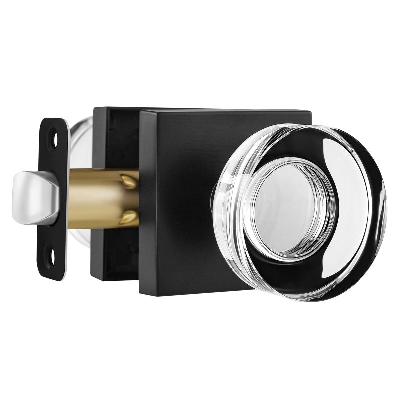 naubea Matte Black Door Knob Crystal Door Knobs Interior Passage Door Knobs for Closet, Passage Glass Door Handle for Hall - Image 1